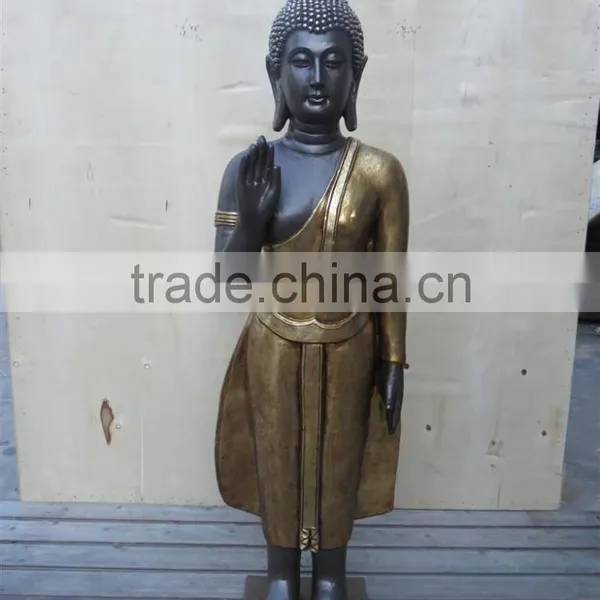 Fiberstone Golden Coat Standing Buddha Staute photo-2
