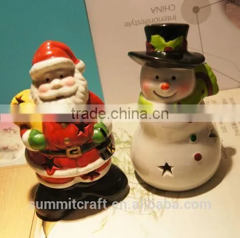 Ceramic 3d Santa Snowman Decoration Christmas Candle Holders photo-2