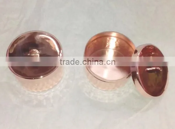 100% PURE COPPER HAMMERED FINISH CANDLE JAR, FANCY COPPER CANDLE CONTAINER photo-2