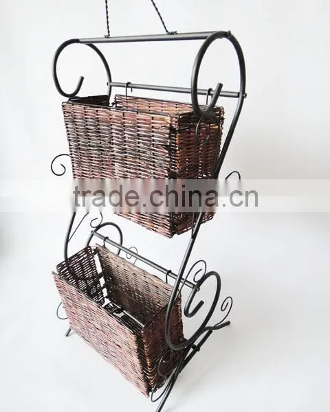 RH-4470 Two Tier Scroll Design Wicker Display Magazine Rack photo-4