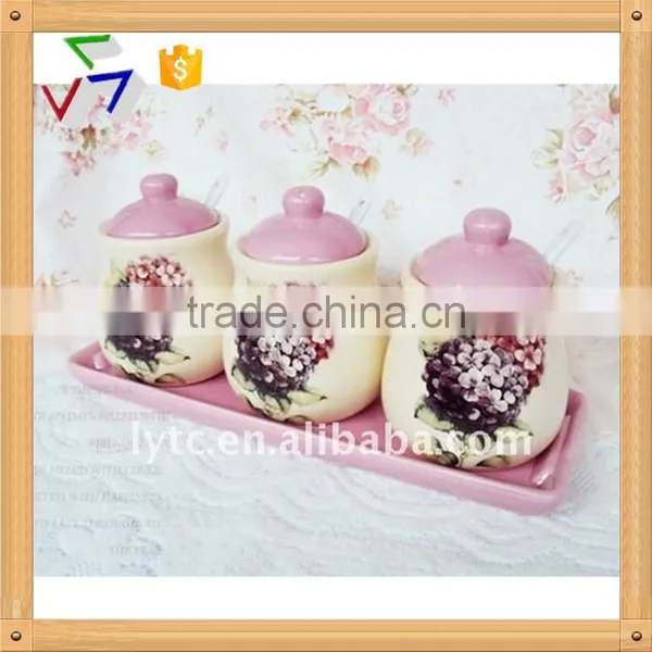 Fine Style 3pcs Decorative Ceramic Canister photo-1