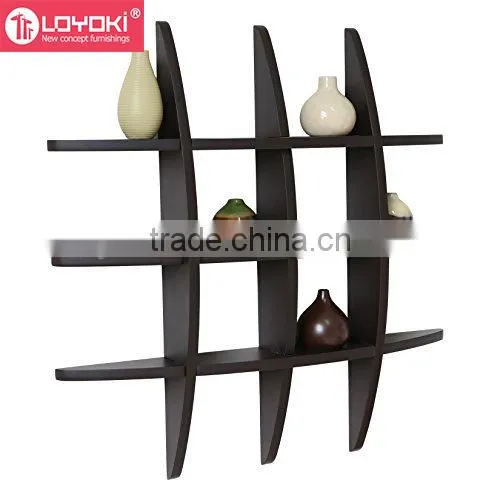 29.5 Inch x 4.25 Inch x 29.5 Inch Globe Cross Display Sudoku Wall Shelf Easy Assembly Wood Floating Shelf