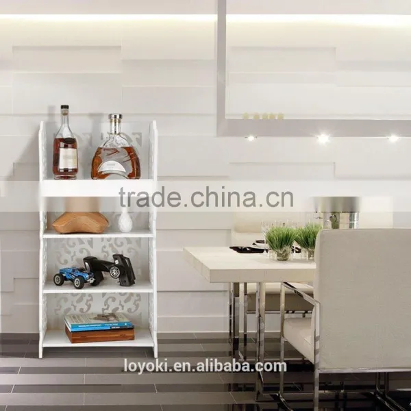 4-Tier White Modular Cut-Out WPC Home Storage Organizer Shelving Rack Unit Bookcase Shelf photo-2