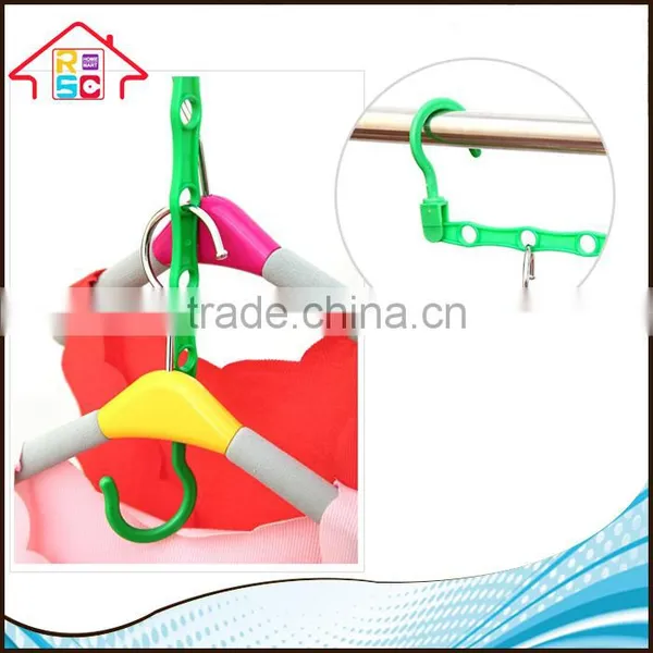 NBRSC Plastic Multi-functional Folding Clothes Hanger Hanging Device Closet Space Saver Set of 2 photo-2