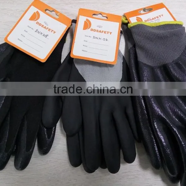 DDSAFETY 2017 Big Discount Luva Nitrilo Revestido Grey Nylon Shell Nitrile Coated Gloves photo-4