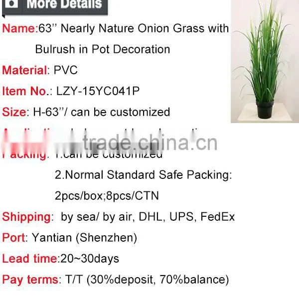 63 Inch Nature Look Artificial Grass Potted Onion Grass With Weed Fake Pots Plant photo-6