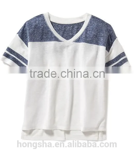 Child Girls Linen-Blend Football Tee HST8064 photo-2