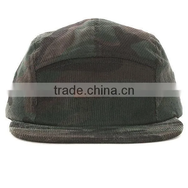 2015 New Design Pattern Flat Brim Custom Woven Patch Corduroy 5 Panel Hat photo-2