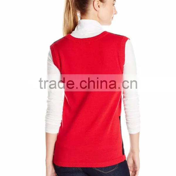 Women Red Sweater Christmas Theme Pattern Christmas Lights Jumper photo-2