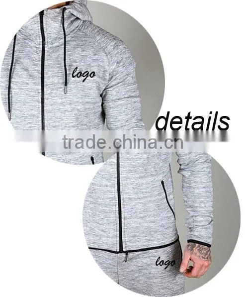 Custom Logo Tracksuit Popular Tri Blend Curve Bottom Tracksuit for Men photo-3