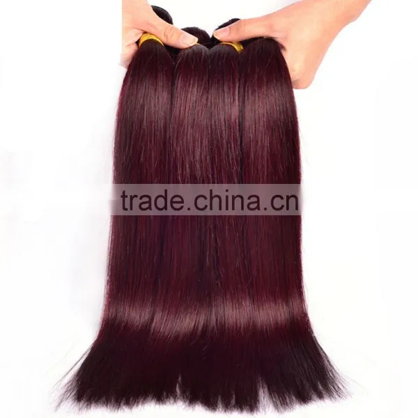 Peruvian Virgin Hair 4 Bundles Deals 99J Wine Red Straight Hair 100% Human Hair Weft Weaves Pure Color photo-2