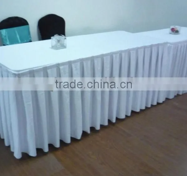 100%polyester Jersey Stretch Box Pleats Table Skirting Party Polyester Plisse Table Skirting photo-3