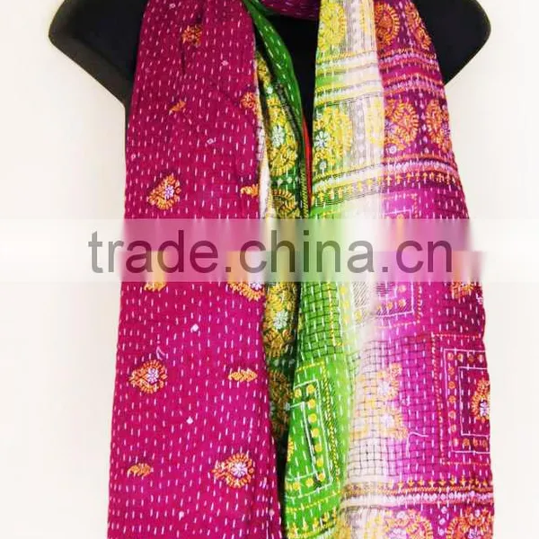 Girls Fashion Cotton Kantha Scarf | Latest Trendy Cotton Stole Online