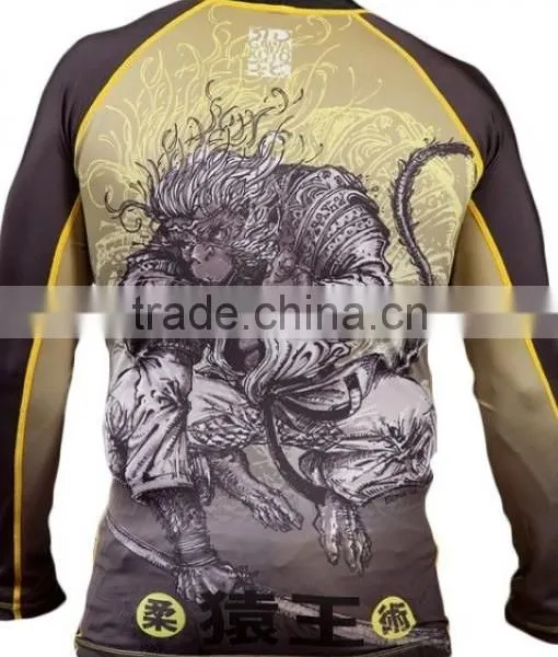 Wholesale Custom Sublimated Lycra Long Sleeve BJJ Rash Guard photo-2