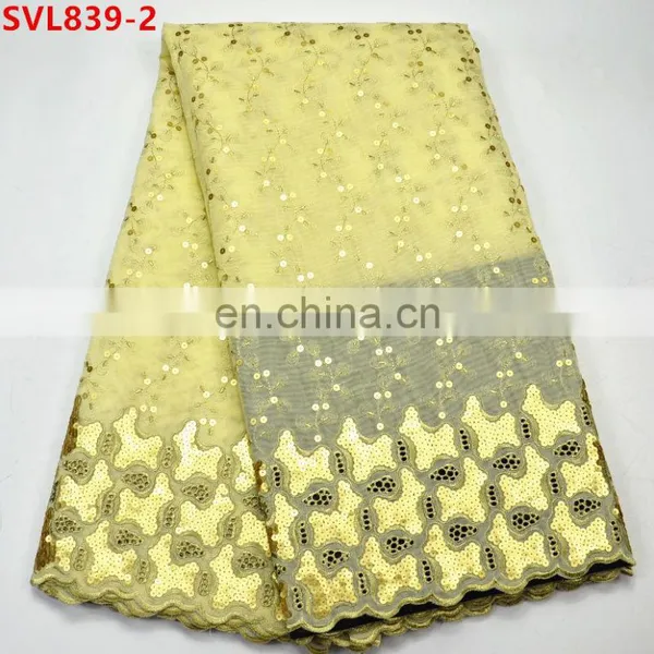 2017 Top Quality Sequin Lace Fabric Swiss Lace 100% Cotton Fabric Lace Fabric African photo-2
