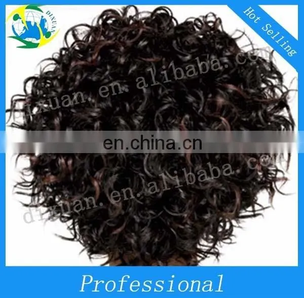 Black High Temperature Silk Fluffy Short Rolls Europe and the United States Wig Set photo-3