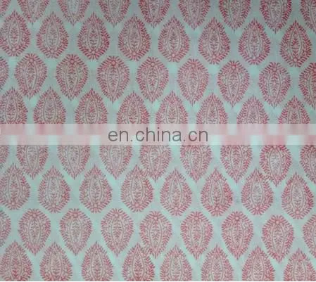 Indian Handmade Cotton Hand Block Printed Fabric Sanganeri Jaipuri Fabric / Fabric / 100% Cotton Fabric