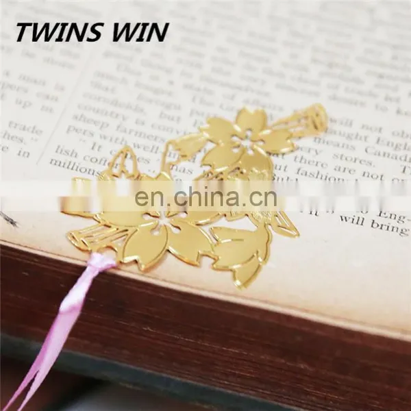 Lovely Popular School Office Supplies Stationery From China ,Unique Gold Design Metal Flower Shaped Bookmarks for Books photo-2