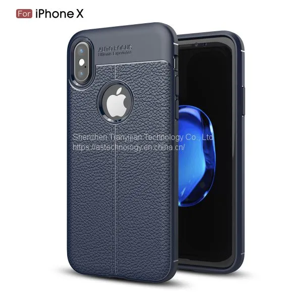 New Arrival Litchi Grain 360 Full Protective Soft TPU Leather Shockproof Phone Cover Case for Apple IPhone X photo-3