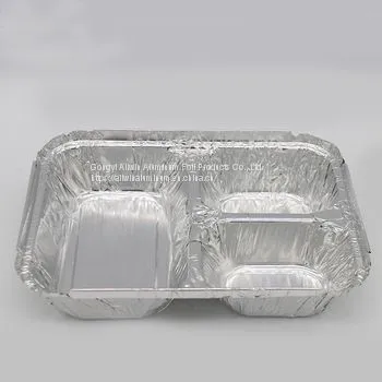 Disposable 3 Compartment Takeaway Aluminum Foil Food Storage Container