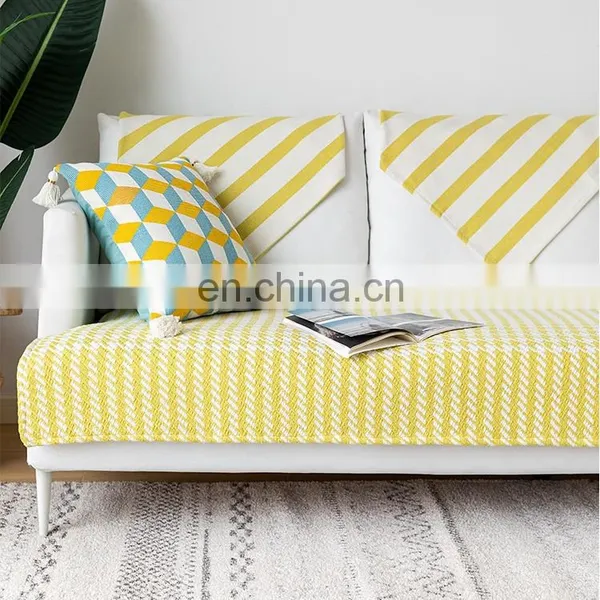 Hot Selling Woven Stripe Pattern Sofa Cover Quilted Furniture Protector Non-Slip Sofa Cover Stretch for Home Decoration photo-2