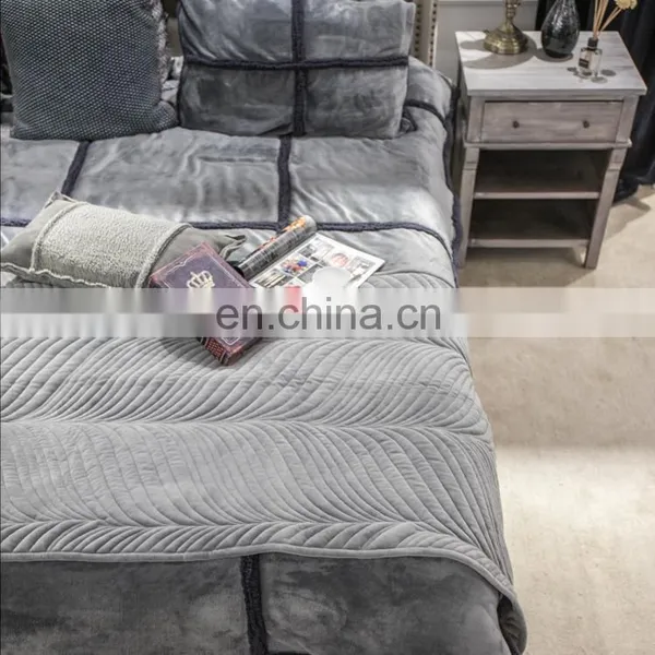 Solid Grey King Size Lightweight Washed Quilt Set Coverlet /comforter Bedding Bed Sheets Sets