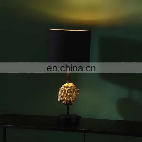 China Wholesale Classical Animal Monkey Head Shape Resin Base Gold Desk Lights for Hotel Home Decor photo-5
