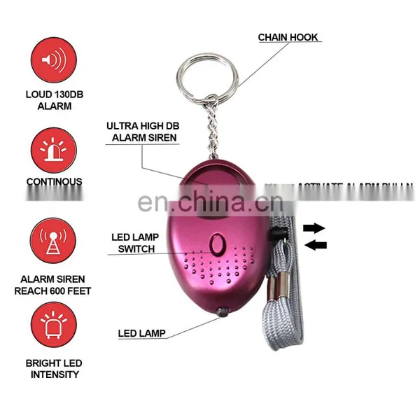Wholesale Light Weight 130dB Led Flashlight Abs SOS Personal Anti Attack Emergency Defense Safety Alarm Keychain photo-4