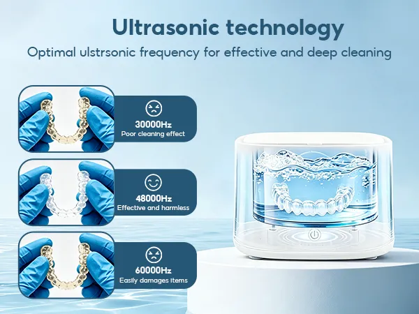 Ultrasonic Cleaner, Jewelry Cleaner Machine 200mL 48KHz, Professional Sonic Cleaner With One-Touch Operation photo-3