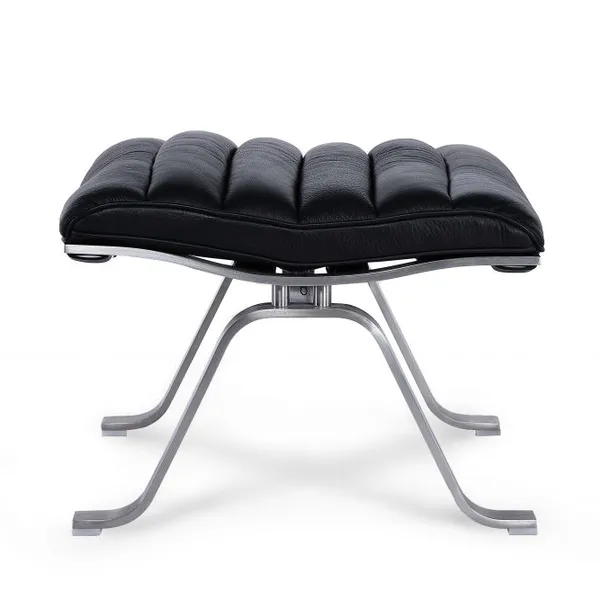 Ari Chair & Ottoman Complete Set, Black Leather Ergonomic Lounge Chair With Matching Footrest for Relaxation & Decor photo-5