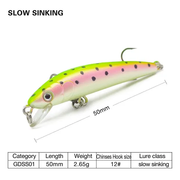 Slow Sinking Minnow-GDSS01-50mm/2.7g photo-2