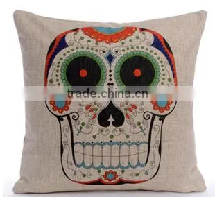 Soft Linen Cotton Material Pillow Case for Car Sofa Home Decor Customized Cushion Cover Case Skull Printed photo-6