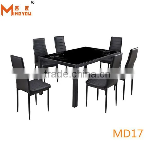 Metal Steel Tempered Glass Rectangular Metal Dining Table photo-2