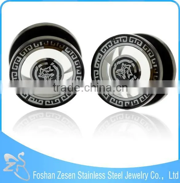 NEW! Black Steel Picture Set Tunnel Ear Plug Piercing photo-4