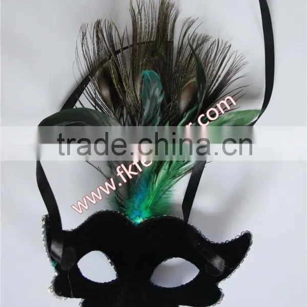 Blue Peacock Feather Carnival Mask Halloween For Party Decorations photo-4