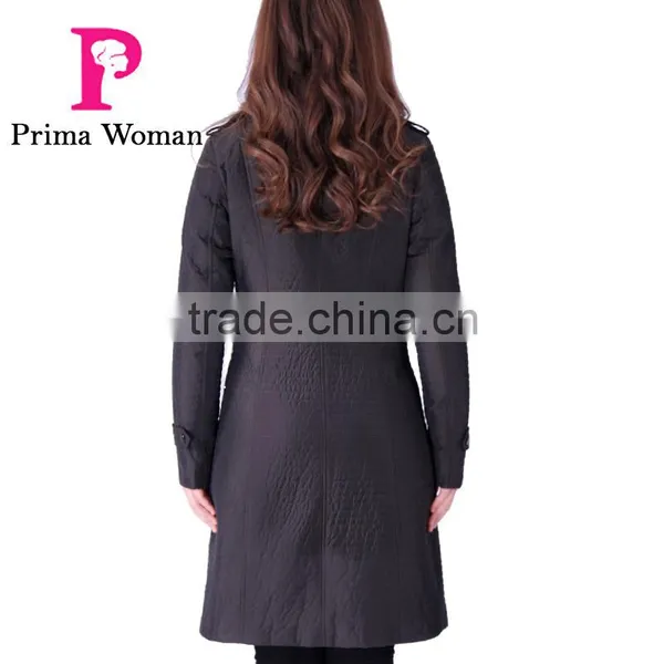 2016 Spring Fashion Long Slim Fit Women Coat With Paint Button photo-5