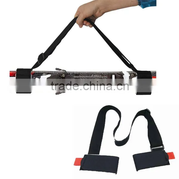 Adjustable nylon hook and loop ski straps elastic shoulder strap