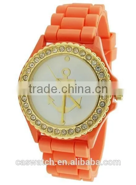 Vogue Design Gold Anchor Dial Silicone Watch, Candy Color 3D Face Jelly Watch, Girls Boys Hot Fashion Watch photo-2