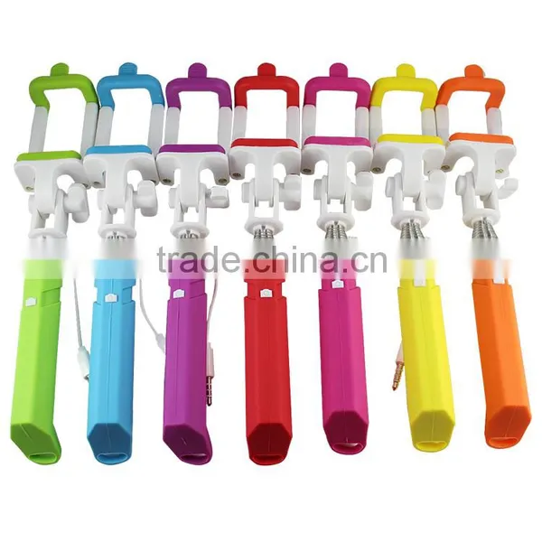 High Margin Products Wired MINI Monopod Rainbow Color Selfie Pole With Cable Promotional Gifts Shenzhen Pocket Selfie Stick photo-3