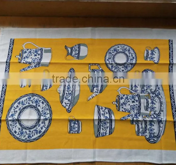 Kitchen Digital Printed Linen Tea Towel for Home Decorationl,promotion and Gift-- Chinaware or Porcelain Design photo-3