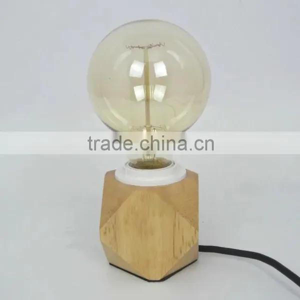 Wooden Table Light With Fabric Plug Cord photo-2