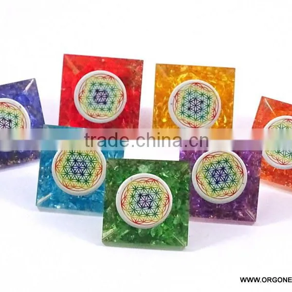 Orgonite Little Pyramid Chakra Rainbow Flower Of Life Set photo-3