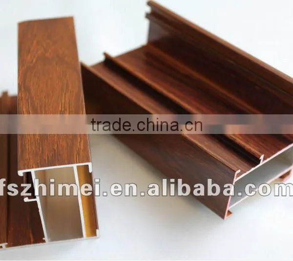 Simulation of Wood Grain Color Aluminum Profile for Windows