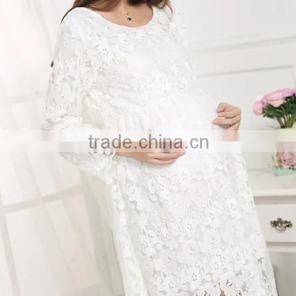 D82522f 2016 Wholesale Korean Long Sleeve Lace Pregnant Women Dresses photo-2