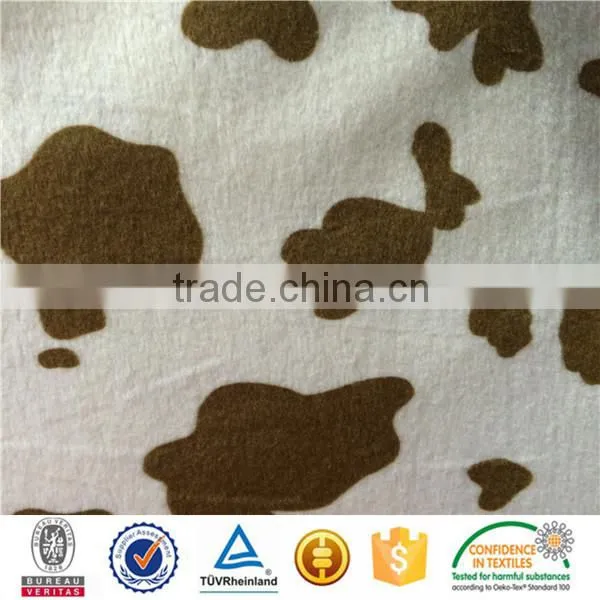 Custom Design Animal Print Fdy Velboa Cow Skin Printed Velboa Fabric