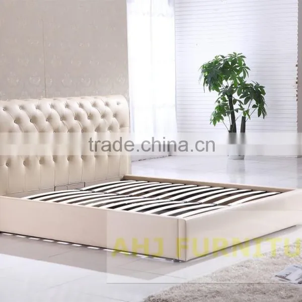 leather bed, white leather bed, leather upholstered bed