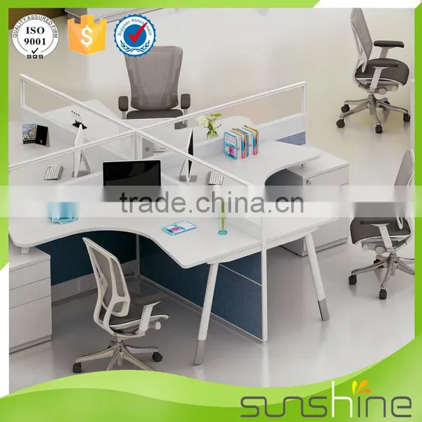 Top Quality Office Furniture Office Desk 4 Person Screen Cream Tabletop Workstation Partition Staff Room