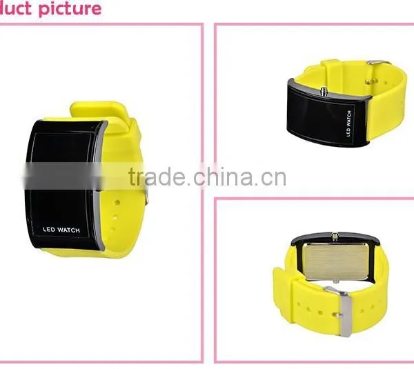 Latest Fashion Trends Yellow Promotion Gifts Portable Led Watches photo-4