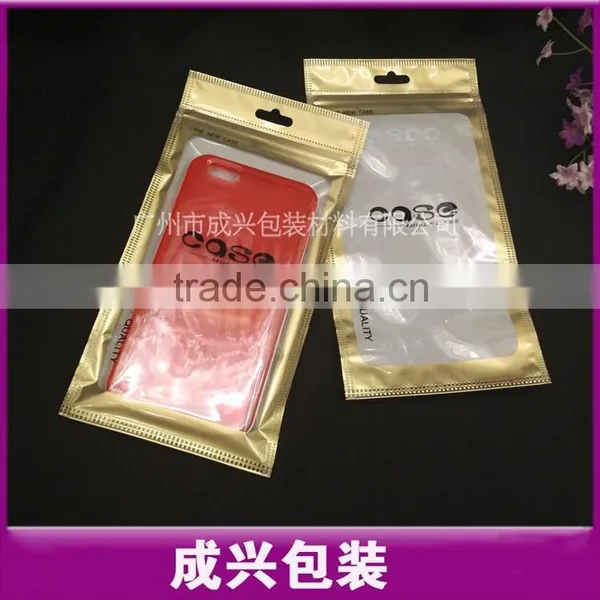 Case Packing Plastic Bags for Mobile Phones/cell Phone Back Cover Clear Plastic Zipper Bag/golden Zipper Handle Plastic Bag