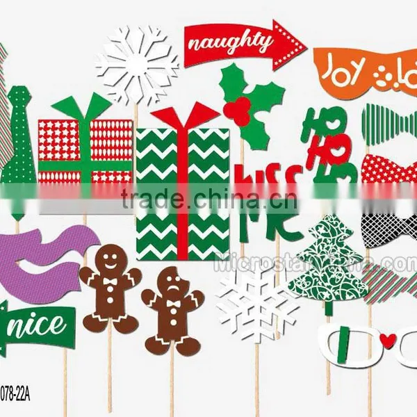 24pcs Christmas Party Hat Masks Photo Booth Props Mustache On A Stick photo-5